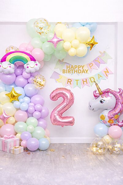 BKMC PARTY Set de decorațiuni pentru ziua de naștere, cu tematică unicorn și ...