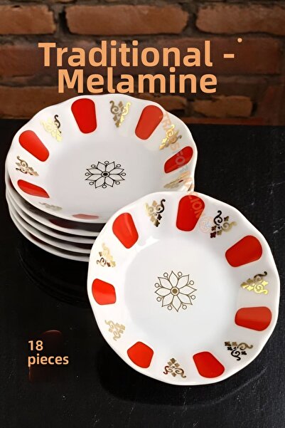 Creatividad Solutions Melamine Tea Plate 18 Pieces Traditional Turkish Tea Cu...