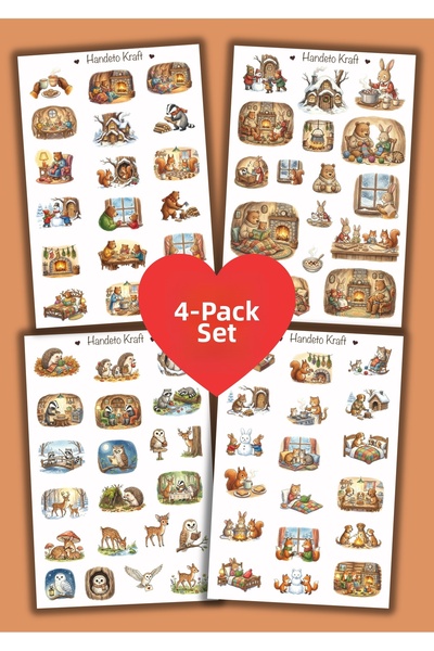 Handeto Kraft Σετ 4 ζεστών αυτοκόλλητων με ζώα, Αυτοκόλλητο, Λεύκωμα αναμνήσε...