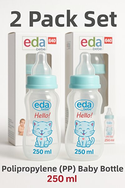 Eda مجموعة من زجاجتين للرضاعة سعة 250 مل، غطاء مانع للتسرب وخالٍ من مادة BPA،...