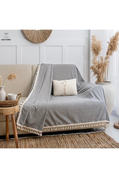 DNC home tekstil Gray Anthracite Raw Pompom Sofa Cover (170X220)