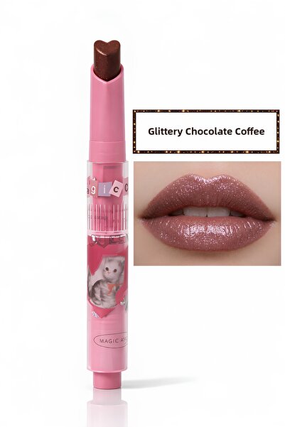 magic casa Glittery Chocolate Brown 05 – Heart-Shaped, Glass-Shiny, Moisturiz...