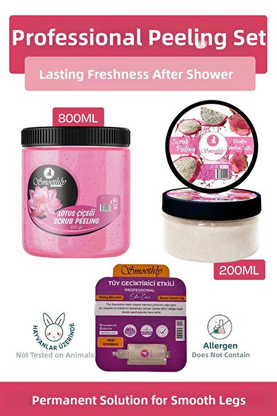Smoothly مقشر للجسم ونمو الشعر بعد إزالة الشعر بزهرة اللوتس 800 جرام وحليب اس...