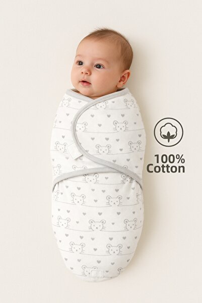 Mimocan قماط قطن 100% للأطفال من عمر 0 ​​إلى 4 أشهر، شريط فيلكرو، نسيج قطني م...