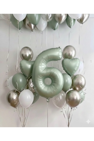 Çemrek Süs Parti بالونات رقائق الألومنيوم باللون الأخضر الفاتح وحزمة بالونات ...