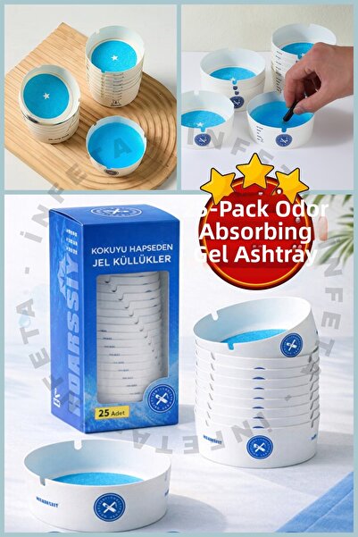 İnfeta 25 Pieces of Odor-Absorbing Gel Ashtray New Generation Disposable Asht...