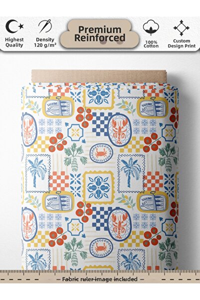 FabricsTown 100% Cotton Ranforce Fabric 100X240 cm 120 G/M² Digital Printing ...