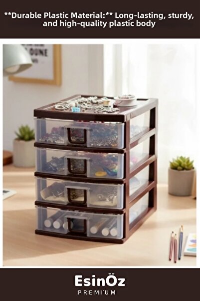 EsinÖz # Drawer Transparent 4-Drawer Organizer Multi-Purpose Desktop Mini Organizer