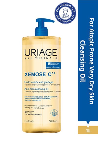 Uriage زيت تنظيف XEMOSE C8+ للبشرة المعرضة للتأتب والجافة جدًا، 1 لتر
