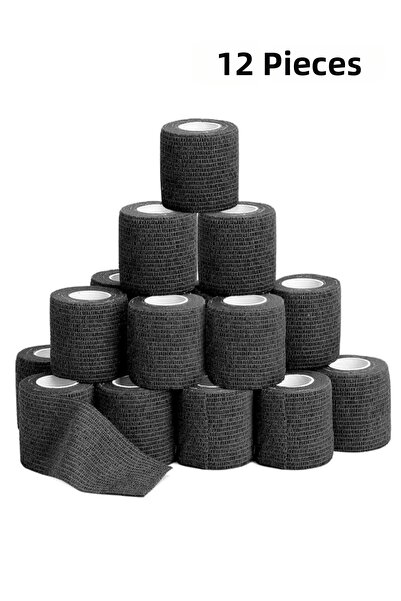 Dedeks Bandaj adeziv elastic Coban, autoadeziv, culoare neagră, 12 bucăți Cob...
