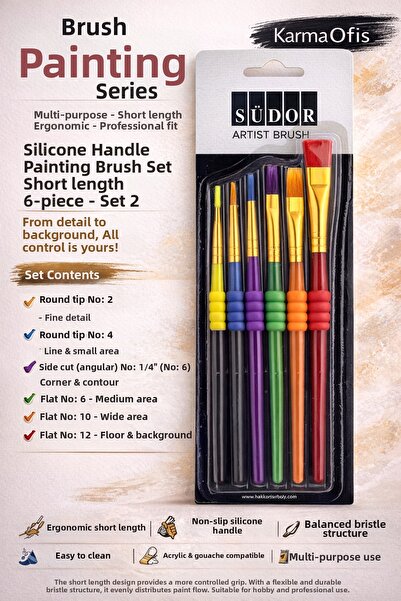 KarmaOfis Silicone Strappy Brush Set 6-Piece – Professional Painting Brushes ...