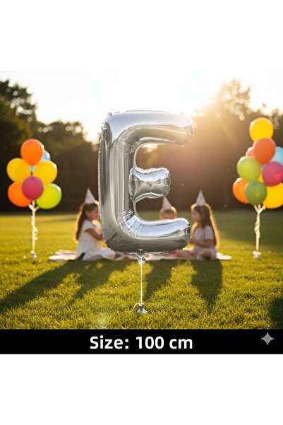 Deniz Party Store بالون فويل مقاس 40 بوصة 100 سم (E) باللون الرمادي الفضي