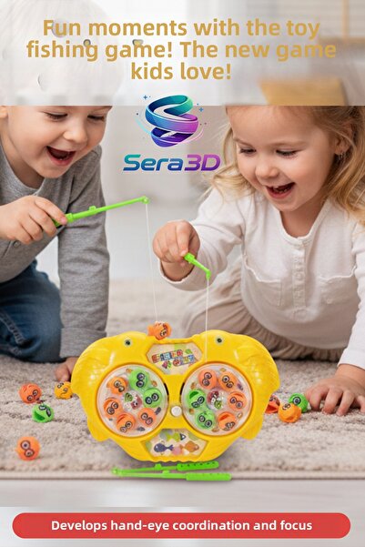 sera3d لعبة صيد السمك المتحركة ذات المنصة المزدوجة - لعبة تفاعلية ممتعة للأطفال