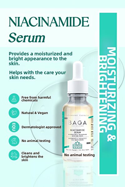 Baga سيروم النياسيناميد الذي يساعد على تقليل البقع الداكنة وآثار حب الشباب