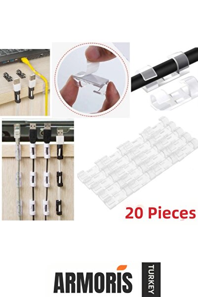 Armoris # مجموعة مشابك احترافية لتنظيم الكابلات، لاصقة قوية، 20 قطعة، سهلة ال...