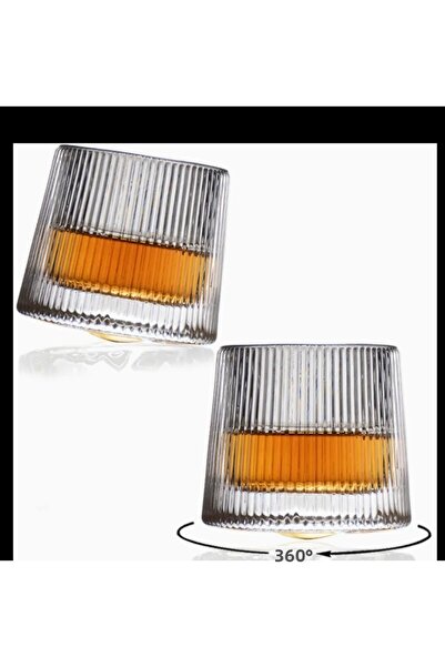 ORTAKÖY CENNETİ Whiskey Cocktail Glass Goblet 360 Rotating Glass Cup Set of 6...