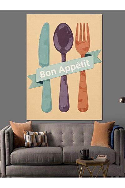 KanvasSepeti Furculiță Cuțit Lingură Pictură în ulei de înaltă calitate textu...