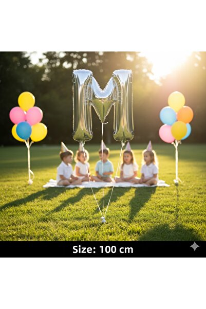 Deniz Party Store بالون فويل مقاس 40 بوصة 100 سم (م) باللون الرمادي الفضي