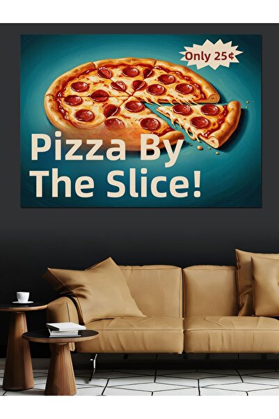 KanvasSepeti Dilim Dilim Pizza Pictură în ulei de înaltă calitate texturat Pâ...