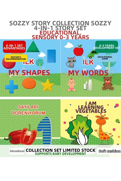 Sozzy Set of 4 Educational Baby Story Books |   Soothing Fabric Book |   Sens...