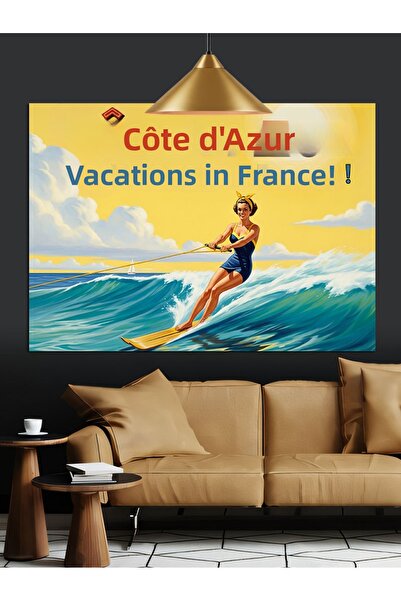 KanvasSepeti Vacanță la surf Pictură în ulei de înaltă calitate texturat Canv...