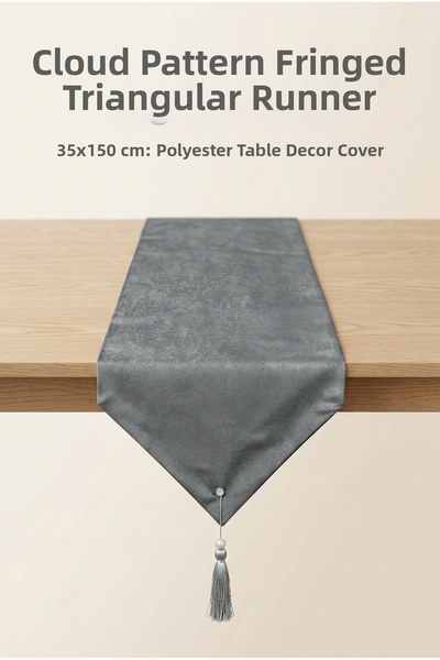 atak by atak home collection Τριγωνικό τραπεζομάντιλο με φούντες και σχέδιο σ...