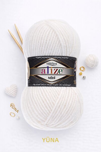 Alize Sperlana Midi Medium Thick Knitting Yarn 55 White