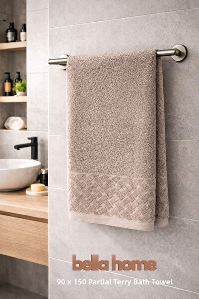 Bella Home Partial Velvet 90X150 cm Bath Towel |   1 Piece |   100% Cotton | ...