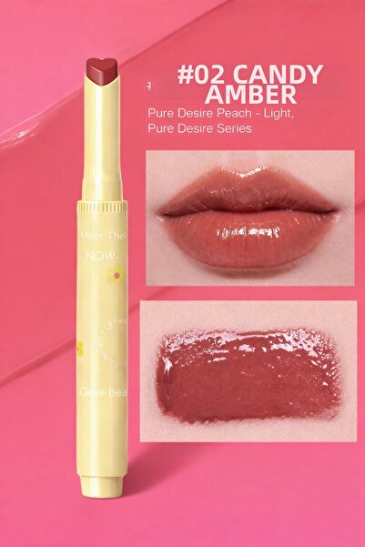 Gege Bear Peach Amber Heart Tip Lipstick – Glass Shine Gel Gloss