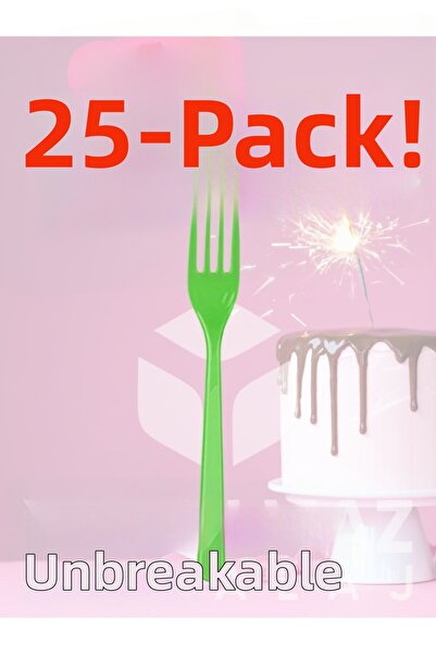 yorulmaz ambalaj 🟢   Happy Party Green Colored Plastic Forks 25 Pieces – Dur...
