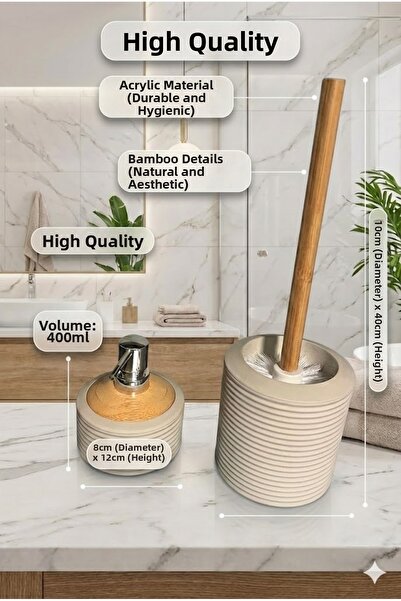 RİVO HOME DECOR Acrylic Body, Stainless Chrome Pump, Modern Design, Bamboo De...