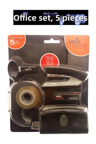 SEYFİKİRTASİYE Office desk supplies set stapler hole punch umix 5 piece