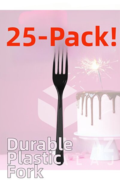 yorulmaz ambalaj ⚫   Happy Party Black Colored Plastic Forks 25 Pieces – Styl...
