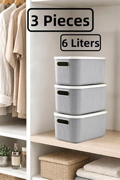 Bayev Úložný priestor na 3 kusy 6-litrový šedý viacúčelový organizér do skrin...