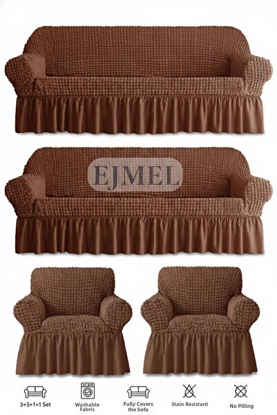 EJMEL 3+3+1+1 Bürümcük Sofa Cover Sofa Cover, Sofa Cover Pieces in Total, 4 P...