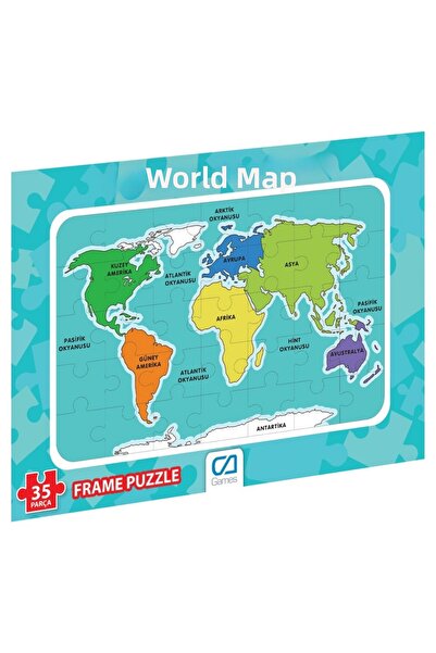 CA Games عالمنا - خريطة العالم 35 قطعة مؤطرة مقاس 34x24 سم سلسلة ألغاز للأطفال