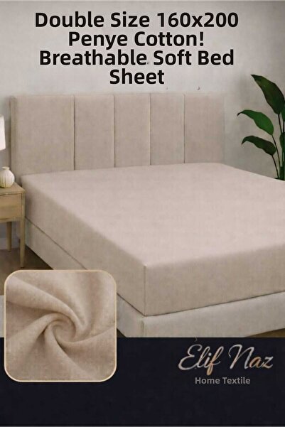 Elifnaz home tekstil ملاءة سرير مطاطية مزدوجة 100% قطن (بدون وسادة)
