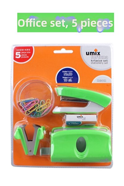 SEYFİKİRTASİYE Office desk supplies set stapler hole punch umix 5 piece