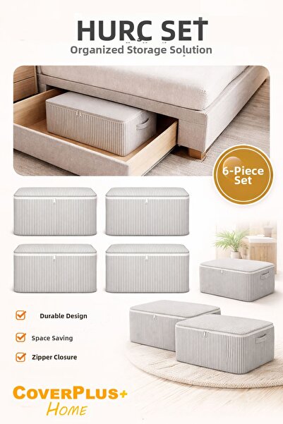 CoverPlus أنثراسايت مخطط سرير قابل للتحويل وصندوق تخزين تحت السرير لحاف، لتخز...