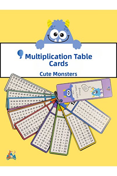North And Peak بطاقات جدول الضرب الصغيرة - بطاقات تعليمية لطيفة على شكل وحش، ...