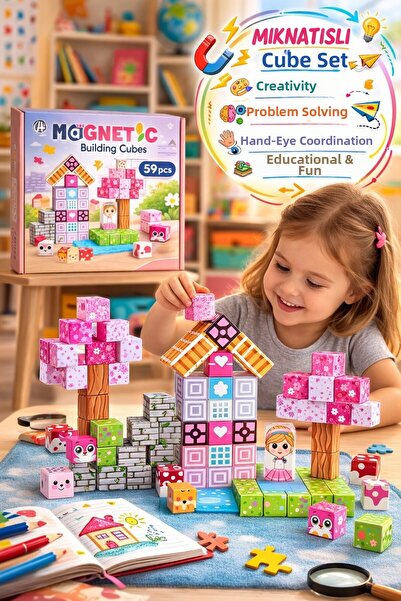 TOYFEST مكعبات بناء مغناطيسية 59 قطعة |   مجموعة مكعبات مغناطيسية قوية |   ال...