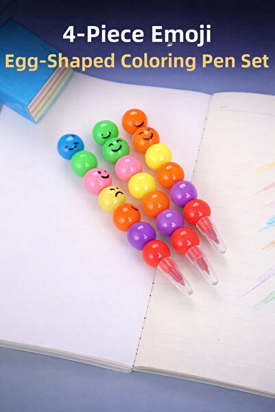 Yenilig 4-Piece Emoji Egg-Dropping Crayon Set – Colorful and Fun Design