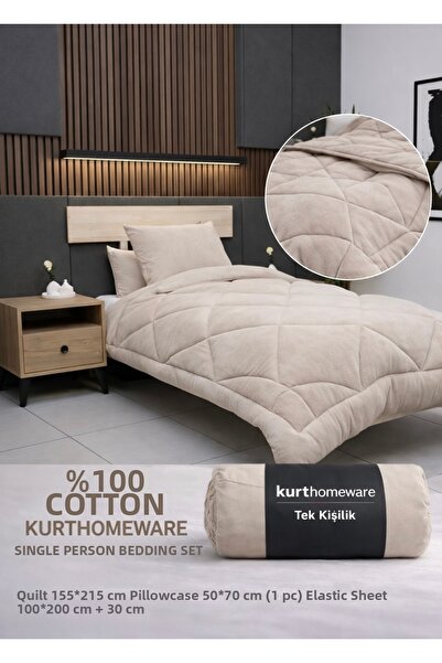 KURT HOMEWARE 100% Cotton Reversible Plush Single Winter Wear Duvet Pillowcas...