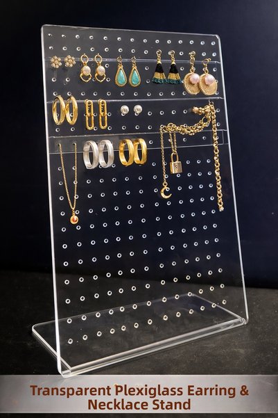 özgürce Transparent Plexi Stand for Earrings and Jewelry, Stylish and Convenient Accessory Organizer