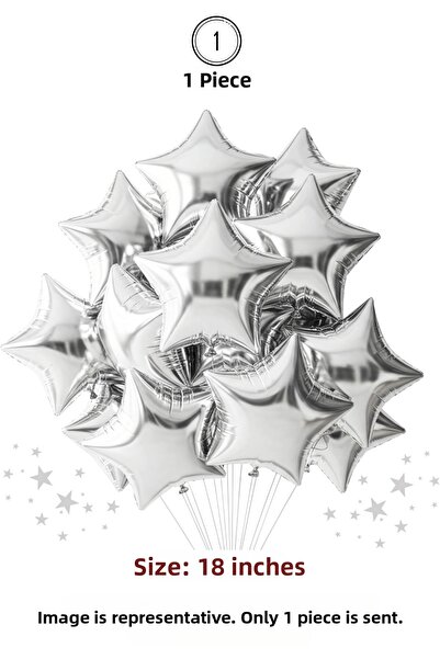 Bunloon بالون فويل فضي على شكل نجمة مقاس 18 بوصة لتزيين الحفلات