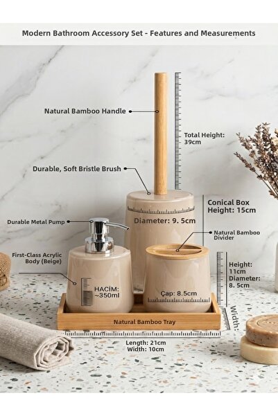 RİVO HOME DECOR مجموعة إكسسوارات الحمام الحديثة، مجموعة من 4 قطع