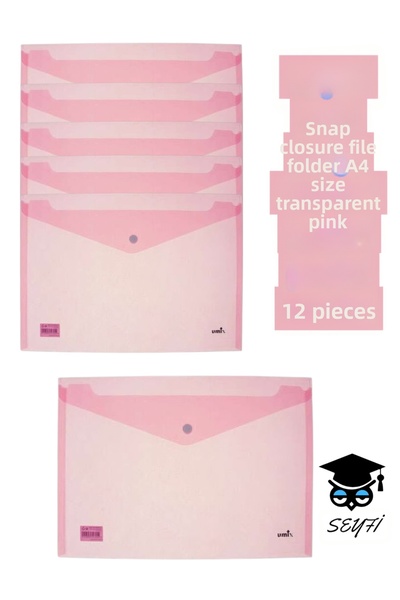 SEYFİKİRTASİYE Φάκελος με κούμπωμα, μέγεθος Α4, διαφανής, πλαστικός φάκελος μ...