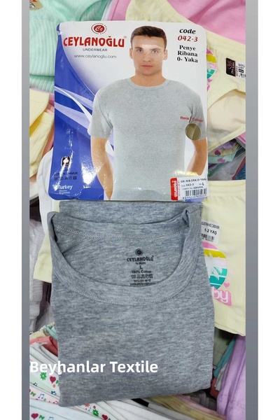 Ceylanoğlu Ανδρικό μπλουζάκι από 100% βαμβάκι Βαμβάκι Ριμπ πλέξη υφάσματος με...