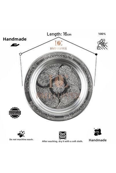 DMT COPPER HOME 16 cm 430 Quality Chrome Steel Engraved Appetizer Plate – Rus...