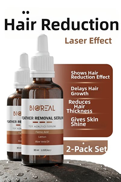 BİOREAL سيروم إزالة الشعر وتقليل نموه 30 مل، زيت ليمون نقي 100% وزيت الصبار، ...